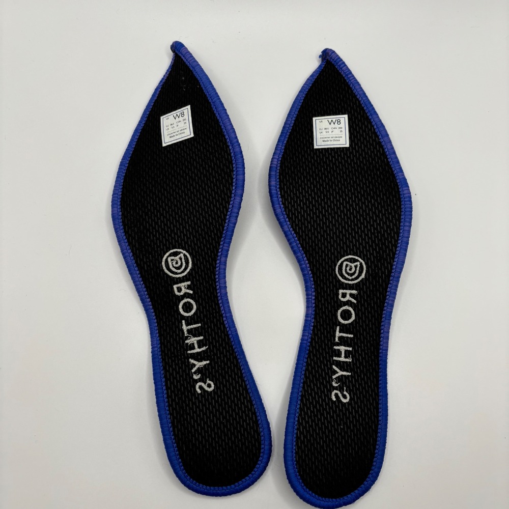 Rothy's Black Pointed Toe Flats with Blue Trim - Picture 8 of 11